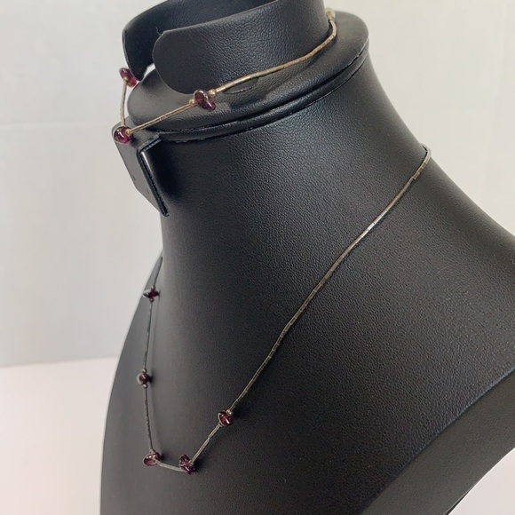 Sterling Silver Necklace & Bracelet Set With Semi-Precious Gems - Picture 2 of 8